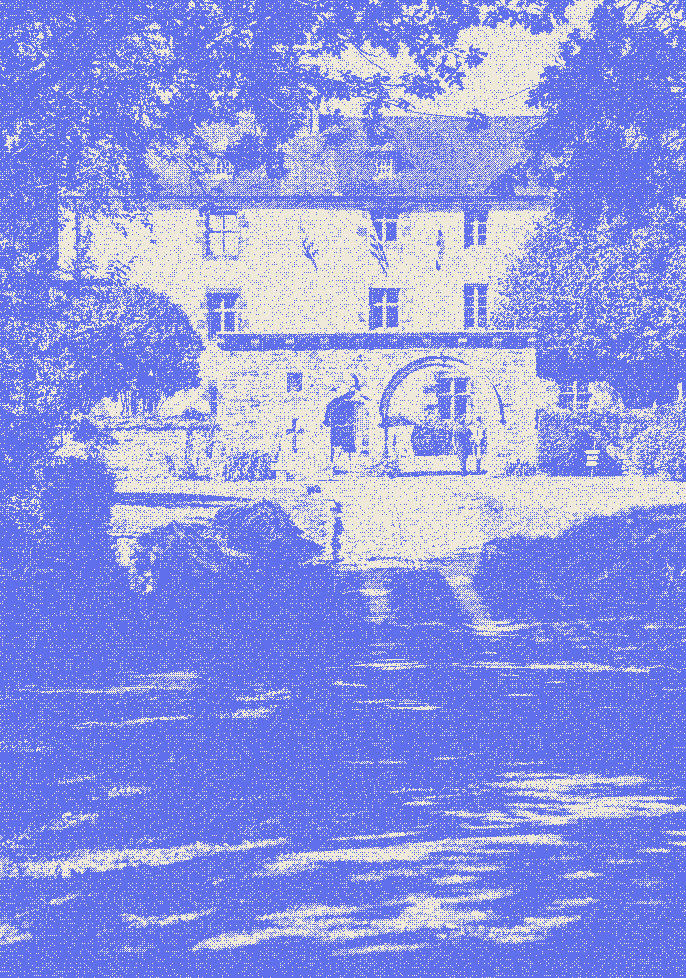 The stone arch and courtyard
